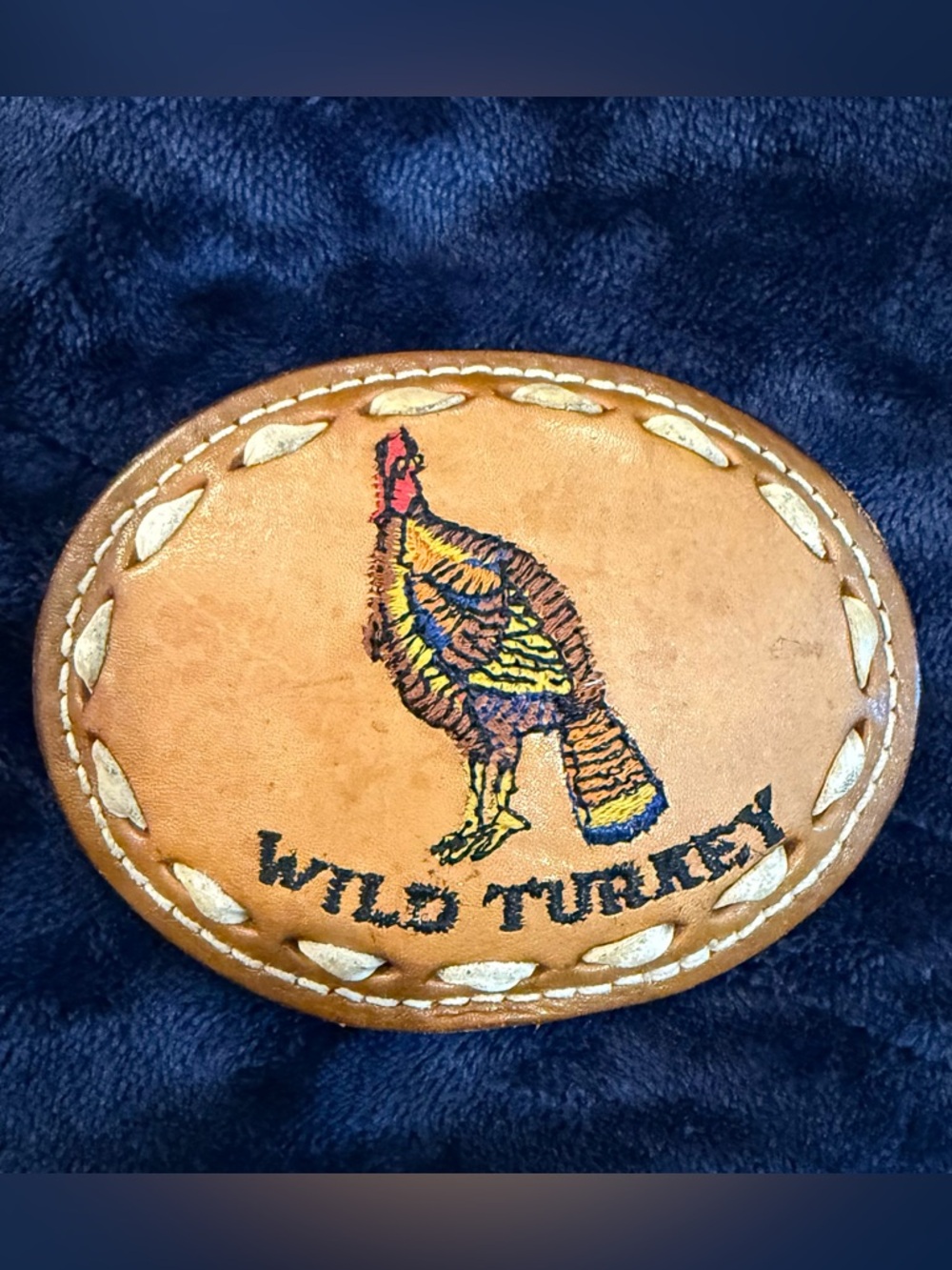 Wild Turkey Embroidered Leather Belt Buckle -Dallas